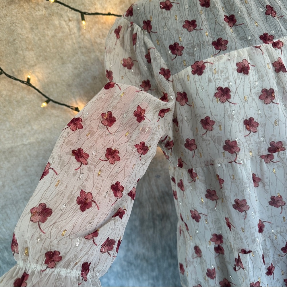 Monteau ruffled Floral Sheer Blouse - Picture 4 of 8